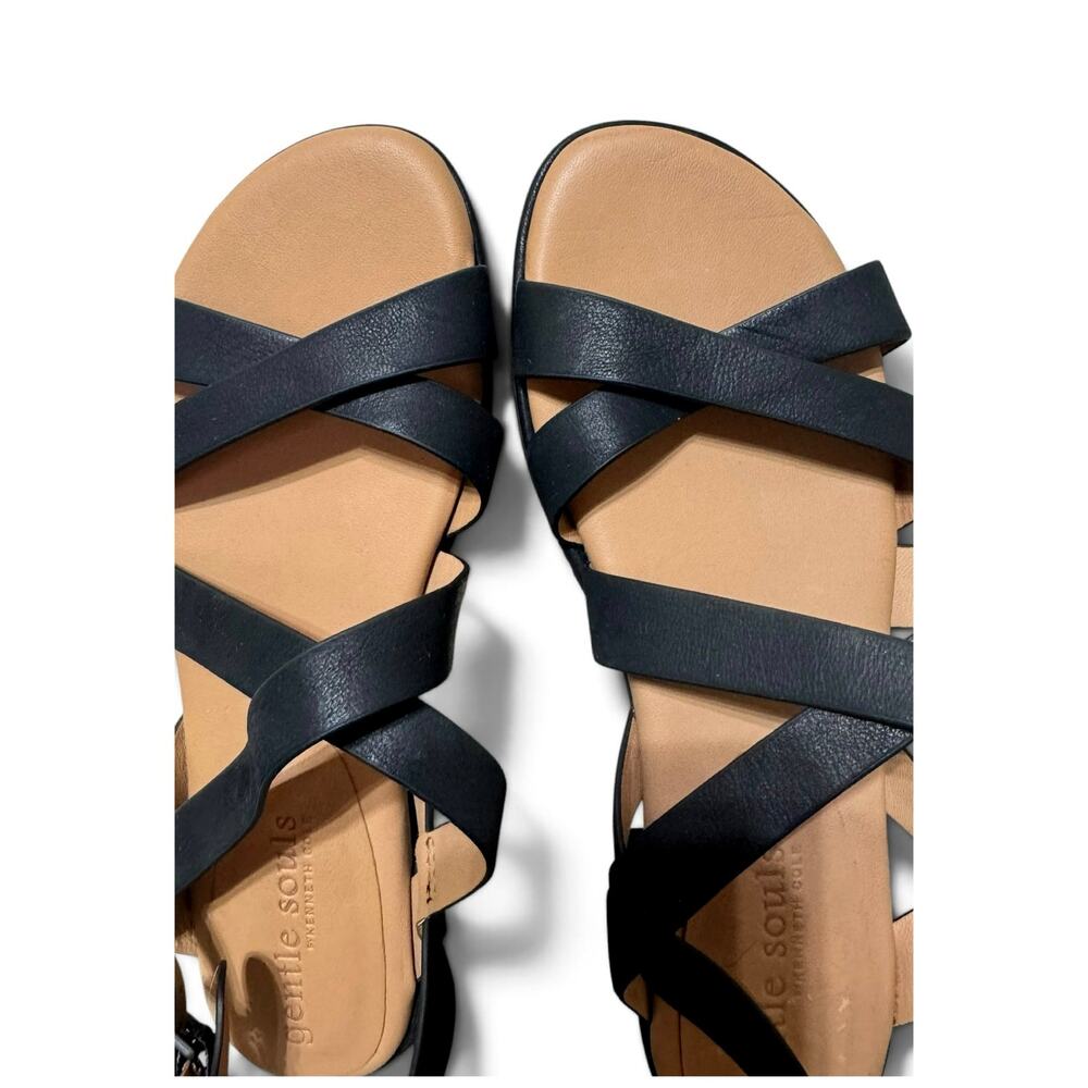 Gentle Souls Women’s Black Leather Strappy Flat Sandals Size 10 - Picture 7 of 11